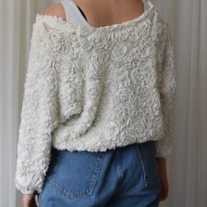 Vintage 00’s American Apparel Off White Rose Pullover Sweater - One Size